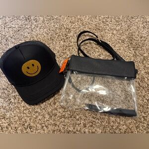 Clear Black Trim Crossbody Bag with Detachable Strap